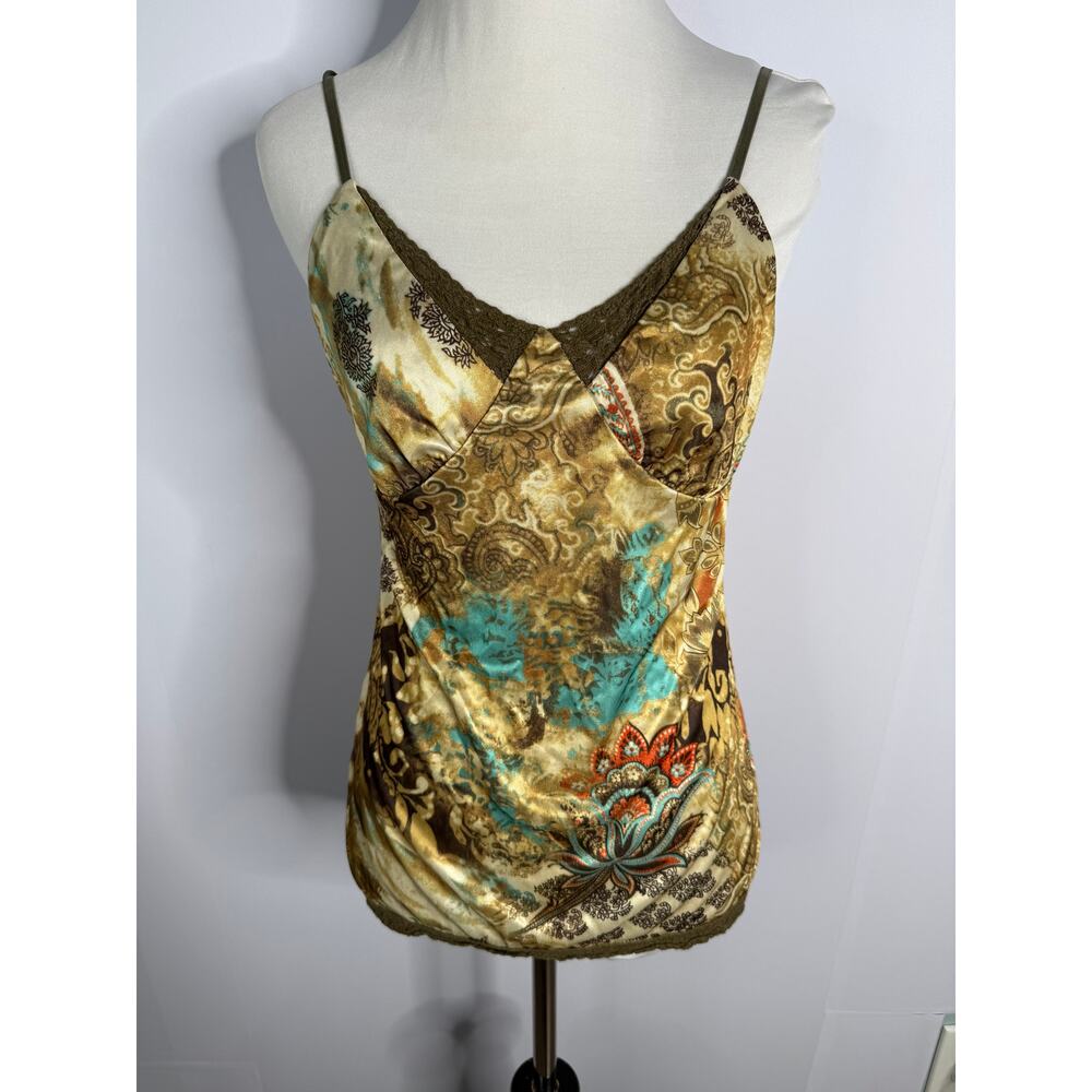 Vtg xhilaration Sz S Satin Floral Babydoll Cami Tank Lace Y2K Fairy Grunge - Picture 1 of 9